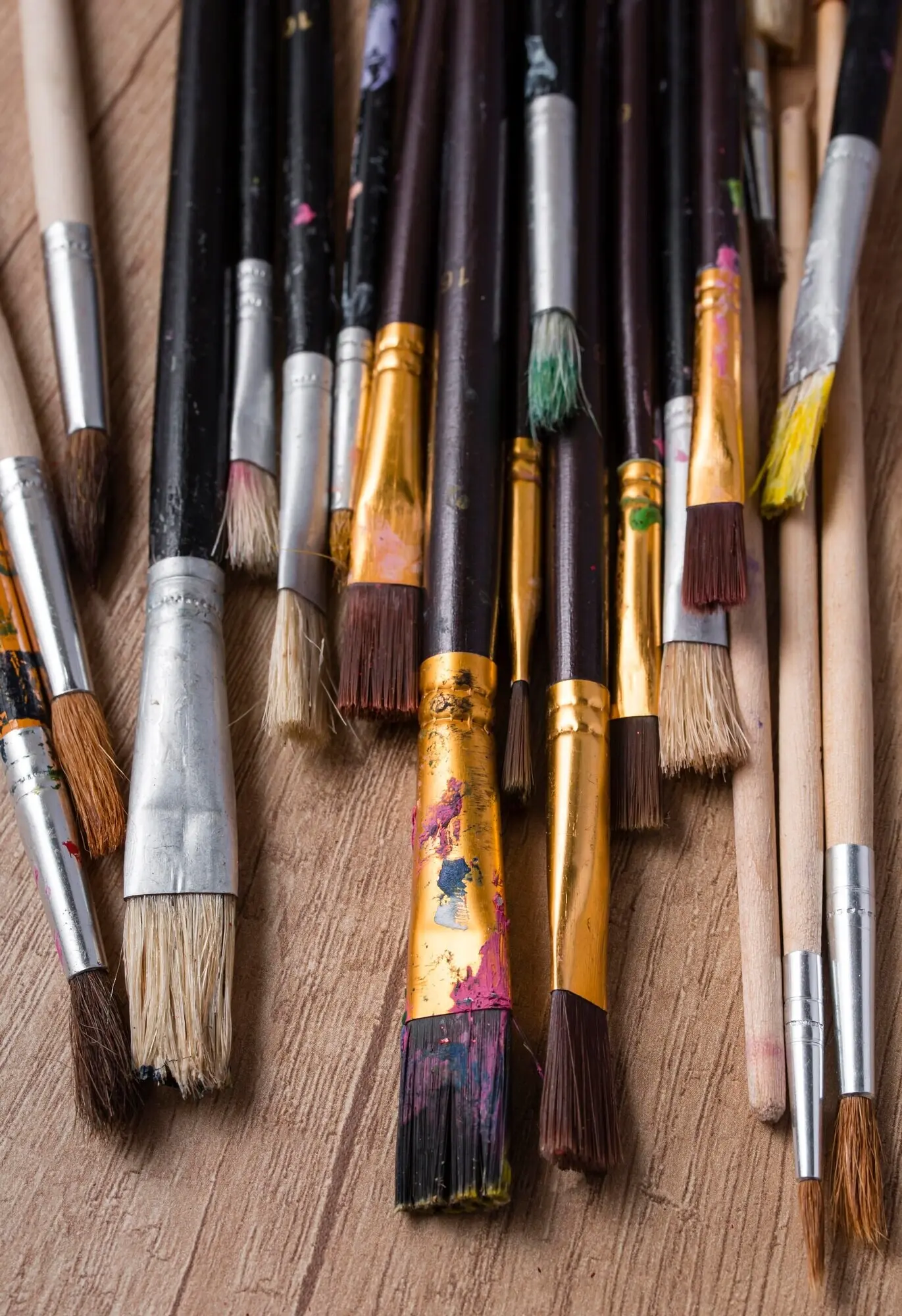 Pinselsammlung in Draufsicht